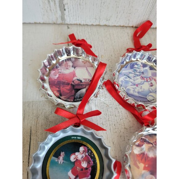 Trim a tree coke bottle caps coca cola Santa Claus ornament Xmas vintage set - Picture 6 of 9